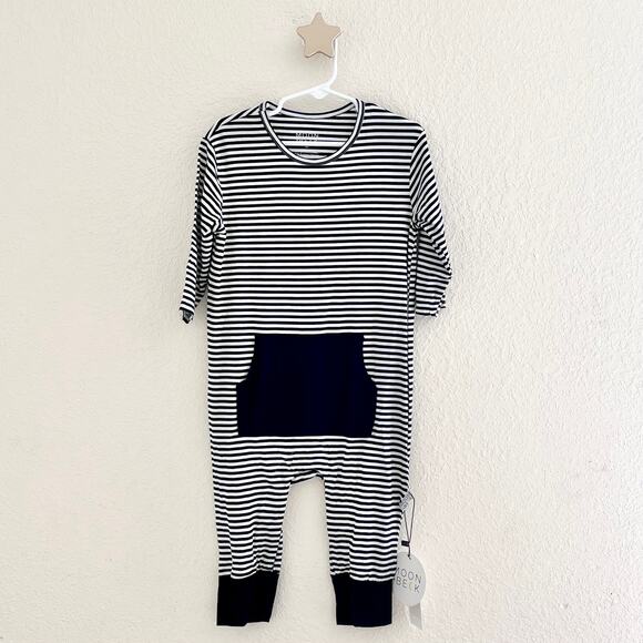 Moon + Beck Unisex Toddler 4T Black White Striped Long Sleeve Bodysuit NWT - Picture 1 of 5